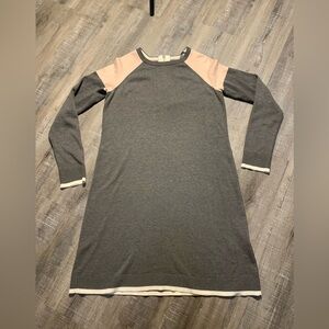 Eliza J Women Dress Gray Pink Sweater Shift Long Sleeve Size Large‎